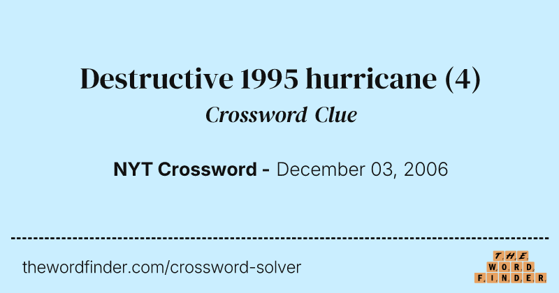 Destructive 1995 hurricane crossword clue image