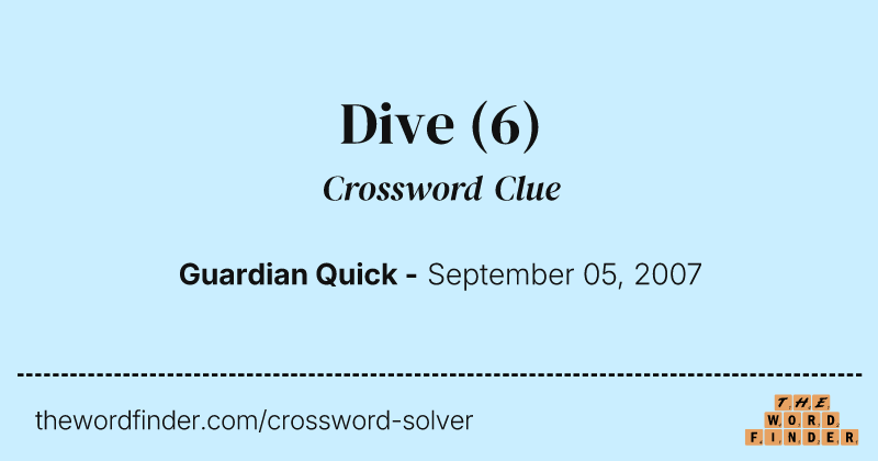 Dive crossword clue image