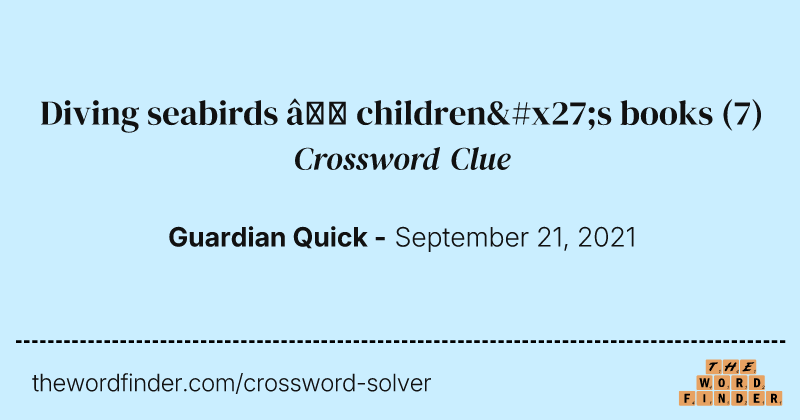 Diving seabirds — children's books crossword clue image