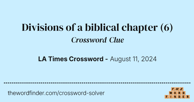 Divisions of a biblical chapter crossword clue image
