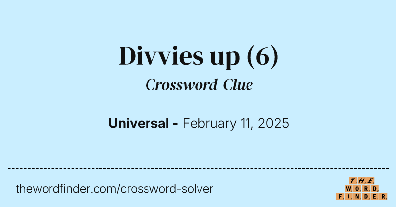 Divvies up crossword clue image
