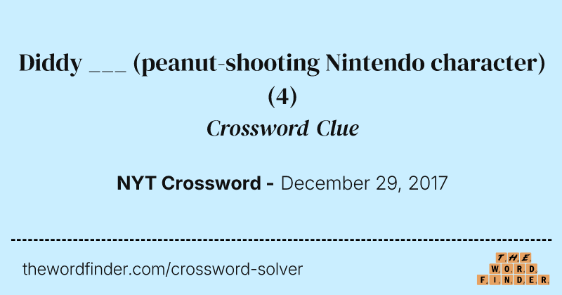 Diddy ___ (peanut-shooting Nintendo character) crossword clue image