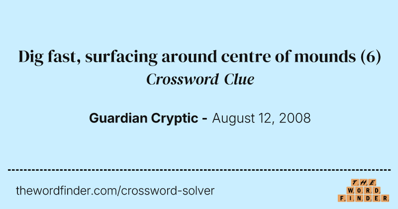Dig fast, surfacing around centre of mounds crossword clue image