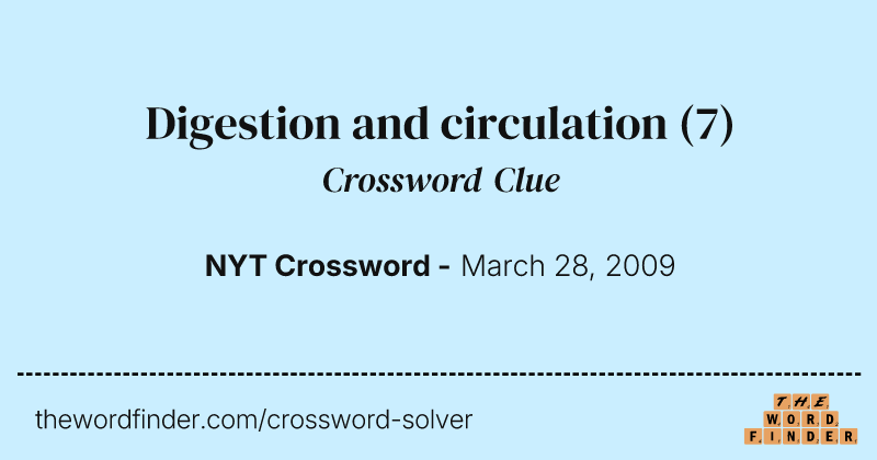 Digestion and circulation crossword clue image