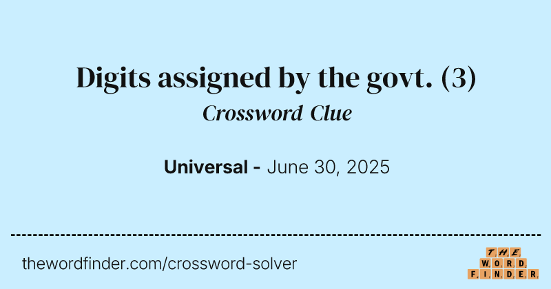 Digits assigned by the govt. crossword clue image