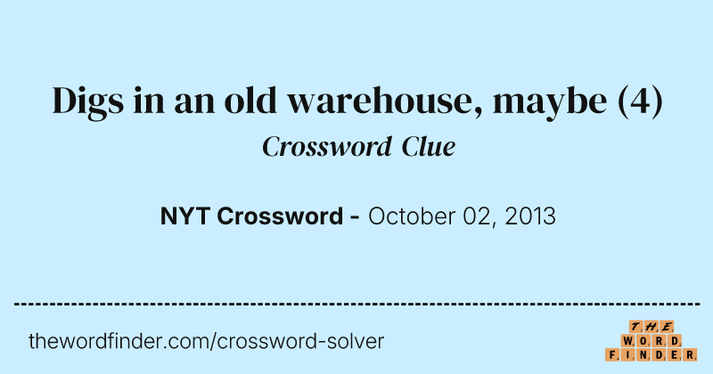 Digs in an old warehouse, maybe crossword clue image