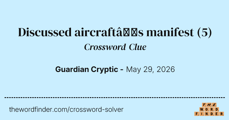 Discussed aircraft’s manifest crossword clue image