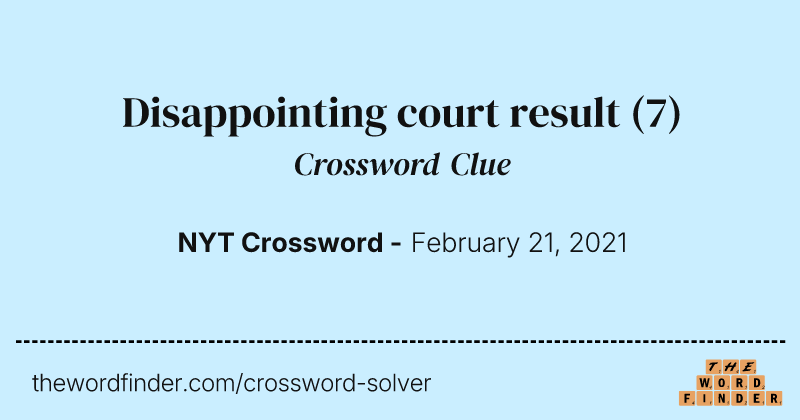 Disappointing court result crossword clue image