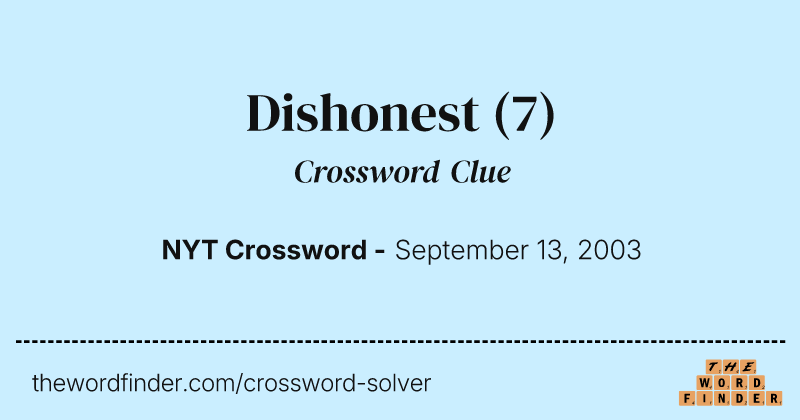 Dishonest crossword clue image