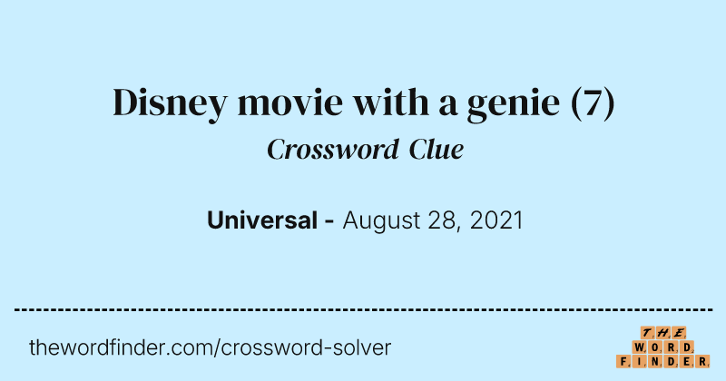 Disney movie with a genie crossword clue image
