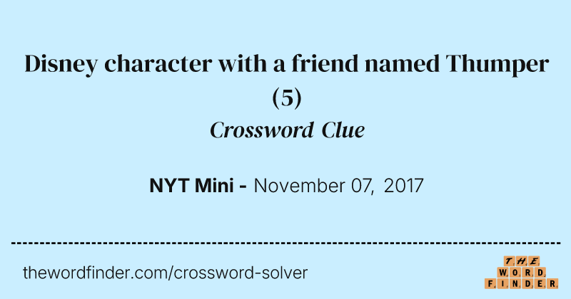 Disney character with a friend named Thumper crossword clue image