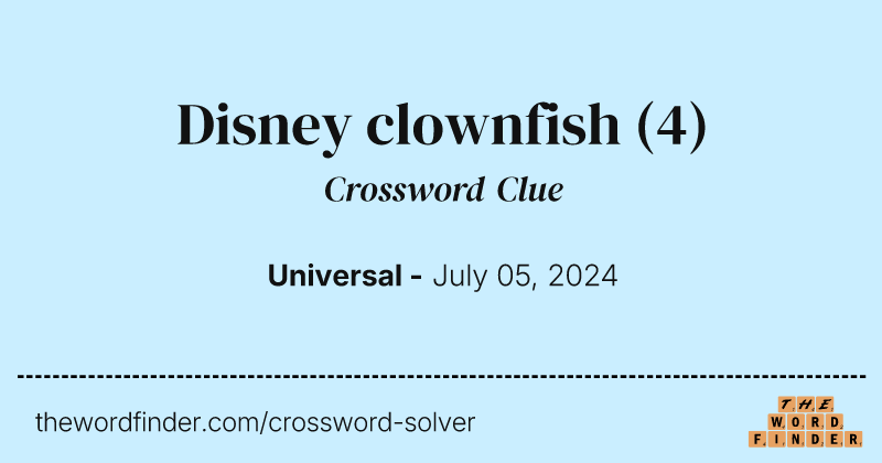 Disney clownfish crossword clue image