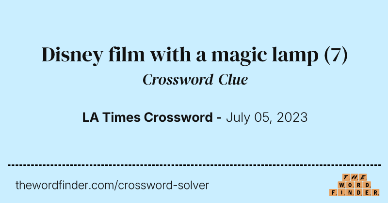 Disney film with a magic lamp crossword clue image