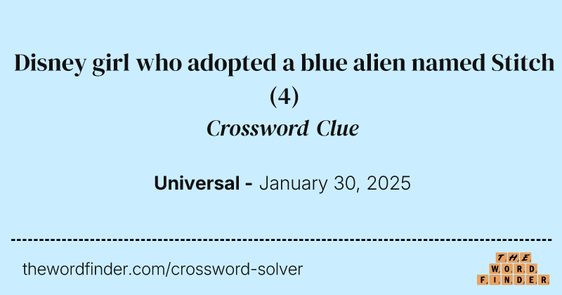 Disney girl who adopted a blue alien named Stitch crossword clue image