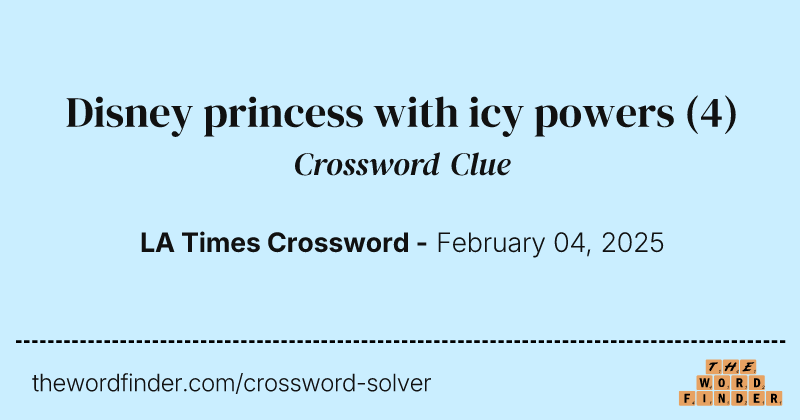 Disney princess with icy powers crossword clue image