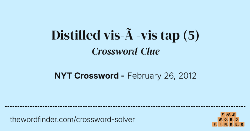 Distilled vis-à-vis tap crossword clue image