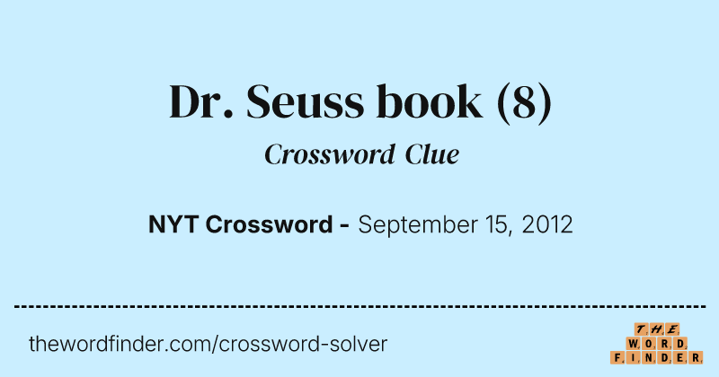 Dr. Seuss book crossword clue image