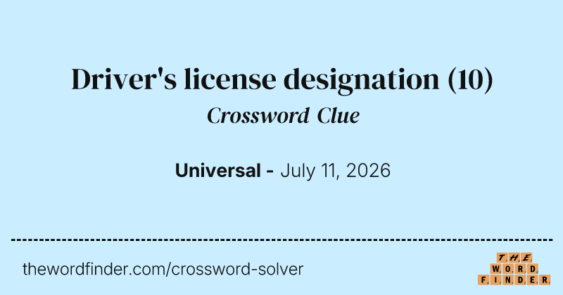 Driver's license designation crossword clue image