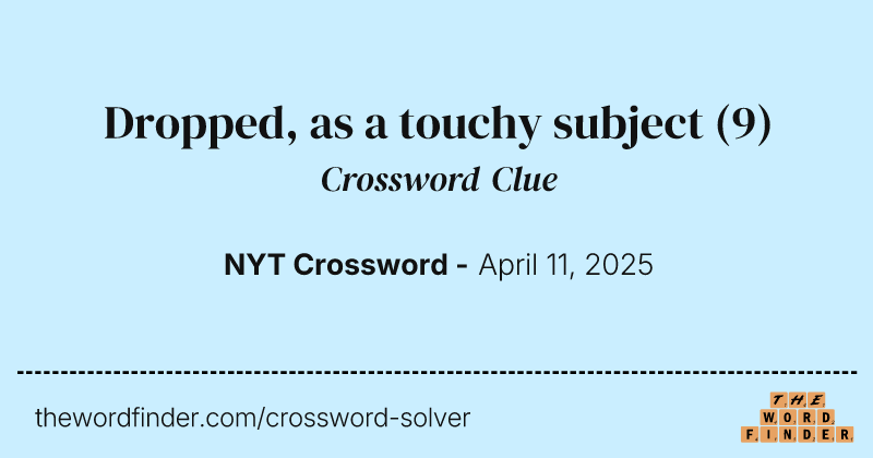 Dropped, as a touchy subject crossword clue image