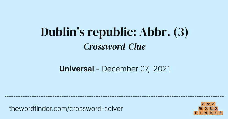 Dublin's republic: Abbr. crossword clue image