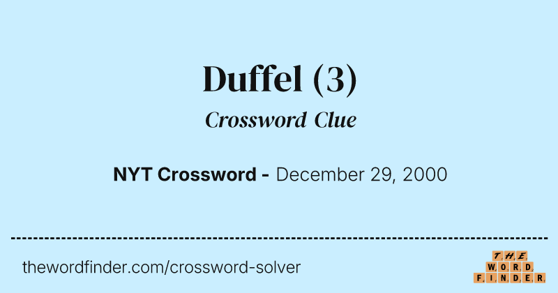 Duffel crossword clue image