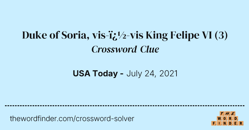 Duke of Soria, vis-�-vis King Felipe VI crossword clue image