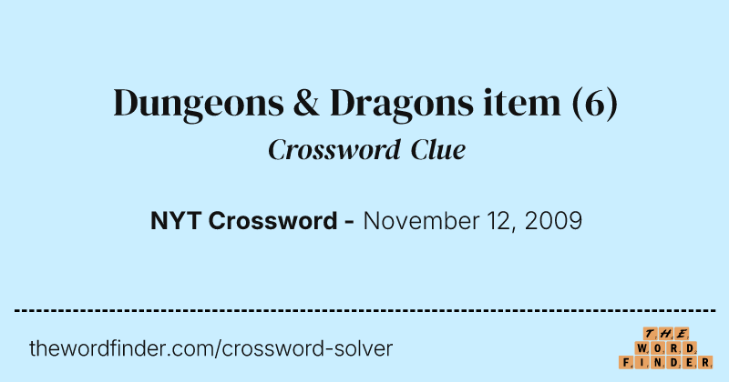 Dungeons & Dragons item crossword clue image