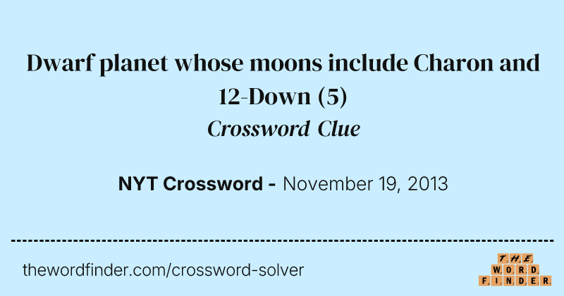 Dwarf planet whose moons include Charon and 12-Down crossword clue image
