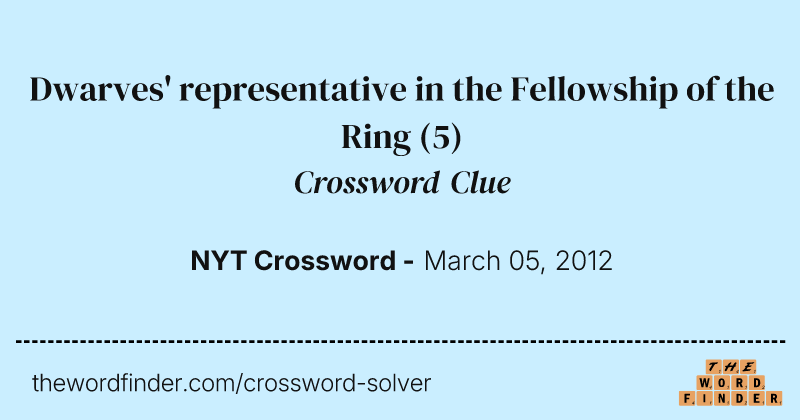 Dwarves' representative in the Fellowship of the Ring crossword clue image