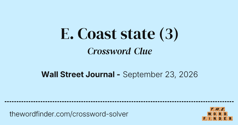 E. Coast state crossword clue image