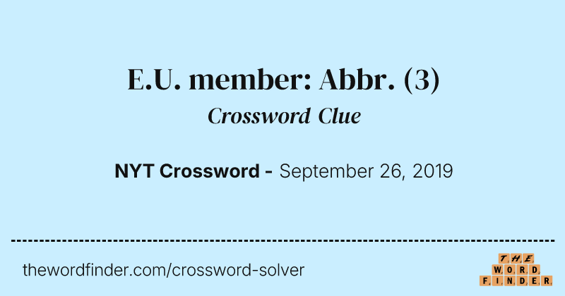 E.U. member: Abbr. crossword clue image