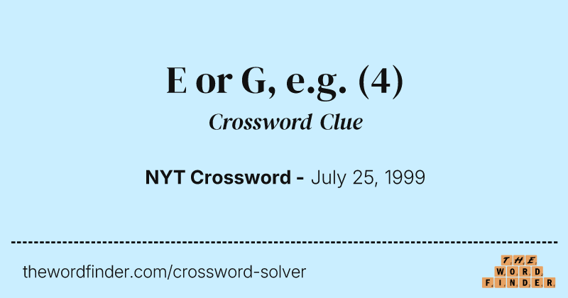 E or G, e.g. crossword clue image