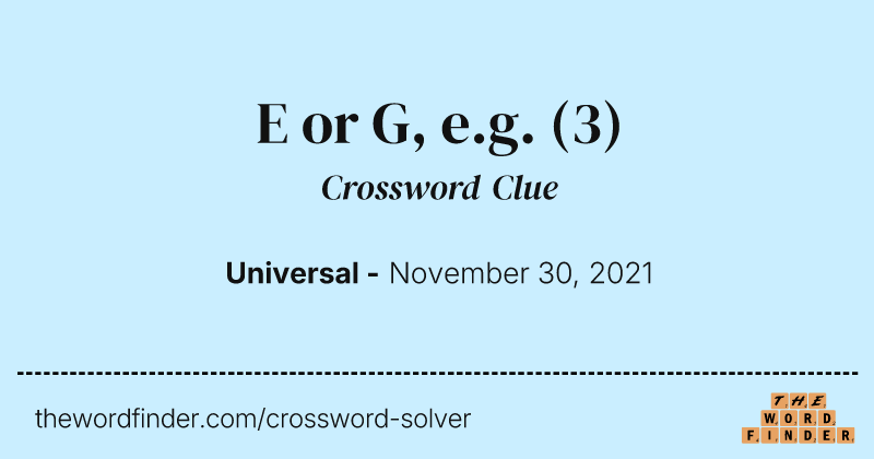 E or G, e.g. crossword clue image