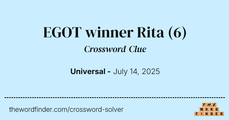 EGOT winner Rita crossword clue image