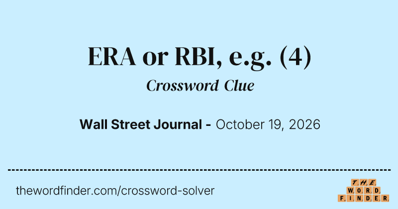 ERA or RBI, e.g. crossword clue image