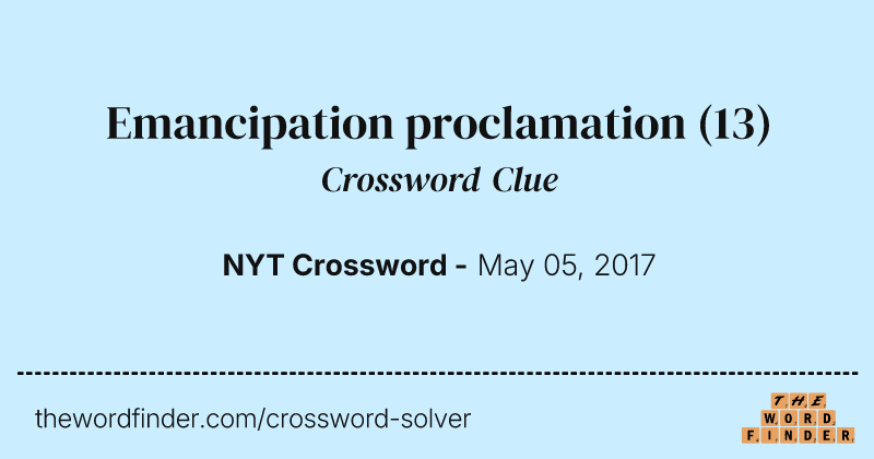 Emancipation proclamation crossword clue image