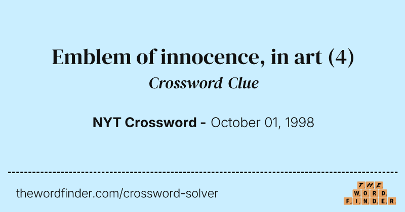 Emblem of innocence, in art crossword clue image