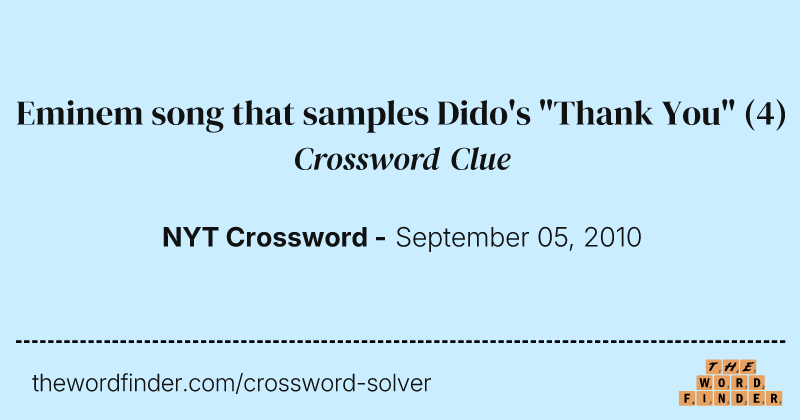 Eminem song that samples Dido's "Thank You" crossword clue image