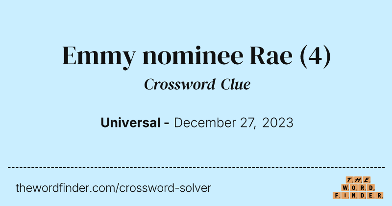 Emmy nominee Rae crossword clue image
