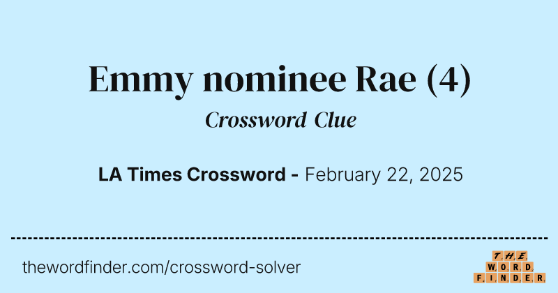 Emmy nominee Rae crossword clue image