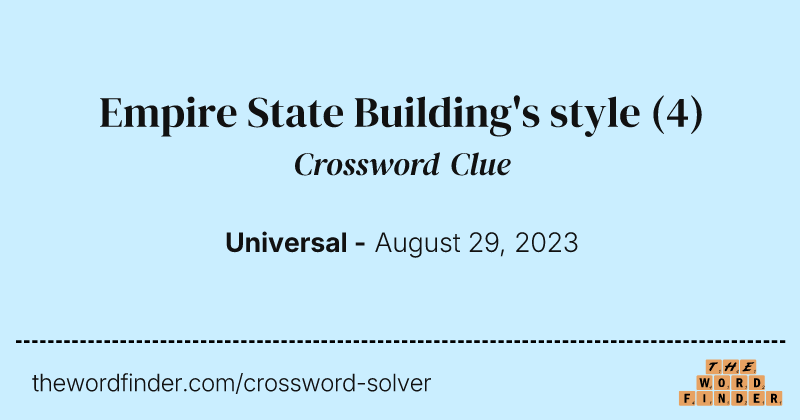 Empire State Building's style crossword clue image