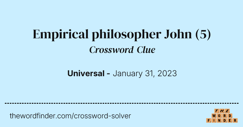 Empirical philosopher John crossword clue image