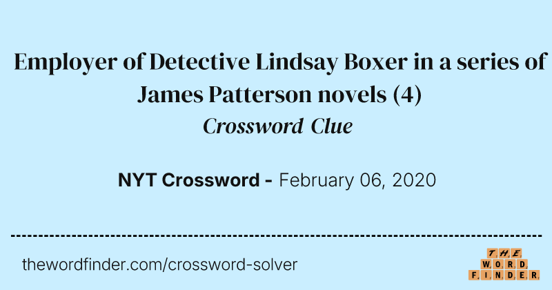 Employer of Detective Lindsay Boxer in a series of James Patterson novels crossword clue image