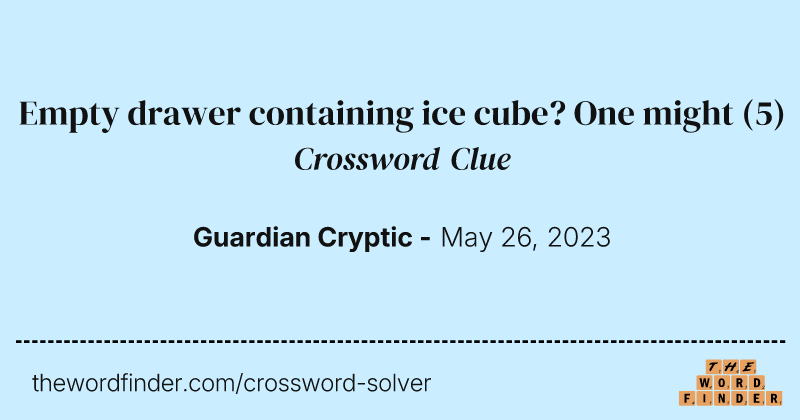 Empty drawer containing ice cube? One might crossword clue image