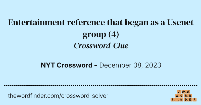 Entertainment reference that began as a Usenet group crossword clue image