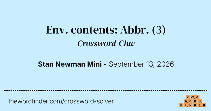 Env. contents: Abbr. crossword clue image
