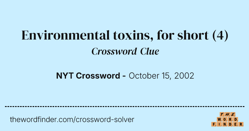 Environmental toxins, for short crossword clue image