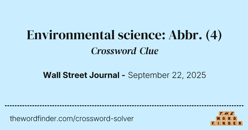 Environmental science: Abbr. crossword clue image