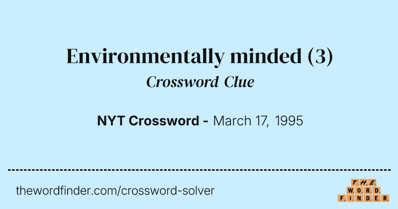 Environmentally minded crossword clue image