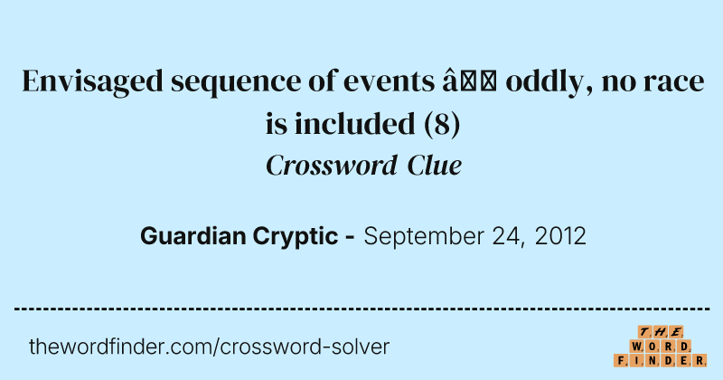 Envisaged sequence of events — oddly, no race is included crossword clue image